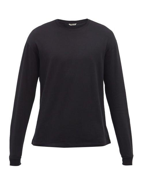 Auralee - Seamless Long-sleeve Cotton Jersey Top - Mens - Black