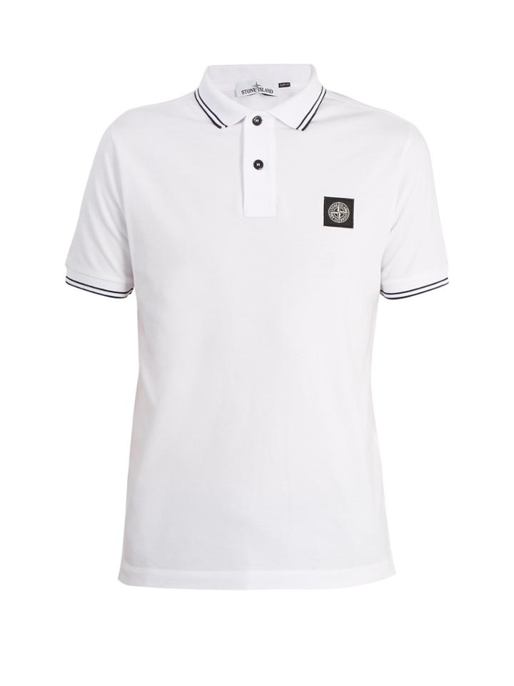 Stone Island Logo Slim-fit Cotton Polo Shirt