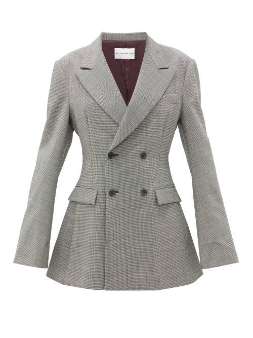 Matchesfashion.com Matthew Adams Dolan - Double-breasted Houndstooth Wool-blend Blazer - Womens - Black White