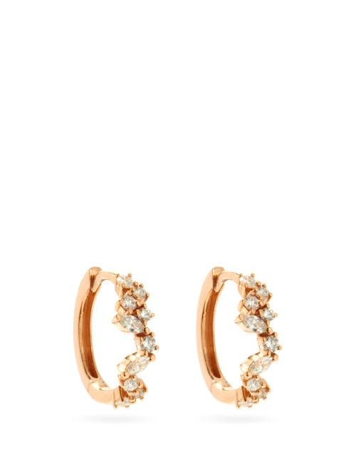 Matchesfashion.com Rosa De La Cruz - Cascade Eternity Diamond & 18kt Rose-gold Earrings - Womens - Rose Gold
