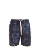 Matchesfashion.com Desmond & Dempsey - Khan Market-print Linen Pyjama Shorts - Mens - Black Multi