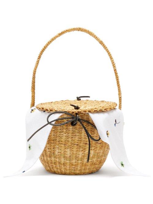 Matchesfashion.com Muu - Lou Myoso Woven Straw Bucket Bag - Womens - White