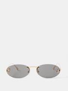 Fendi Eyewear - Rimless Round Metal Sunglasses - Womens - Gold Grey