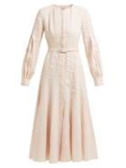 Matchesfashion.com Gabriela Hearst - Gertrude Aloe Vera Infused Linen Midi Dress - Womens - Light Pink