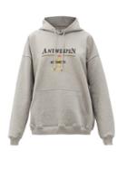 Matchesfashion.com Vetements - Antwerpen Logo-print Cotton Hooded Sweatshirt - Womens - Grey