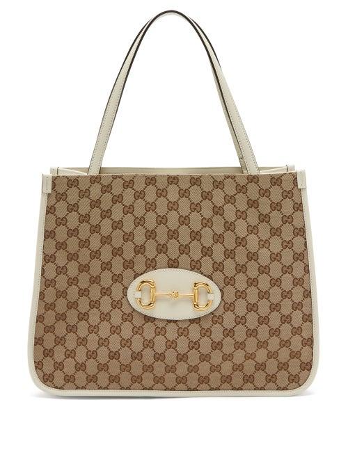 Matchesfashion.com Gucci - 1955 Horsebit Gg Supreme Canvas Tote Bag - Womens - White Multi