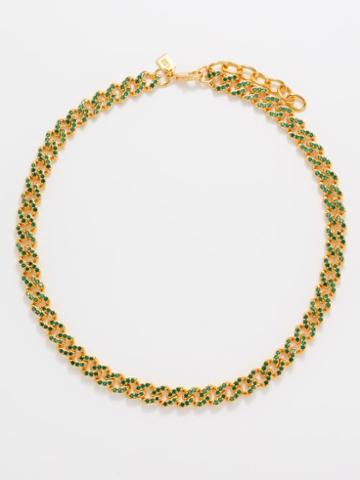 Crystal Haze - Mexican Crystal & 18kt Gold-plated Necklace - Womens - Green Multi