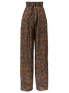 Matchesfashion.com Christopher Kane - Paisley-print Satin-twill Trousers - Womens - Navy Multi