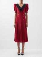 Alessandra Rich - Chelsea-collar Silk-crepe De Chine Dress - Womens - Red
