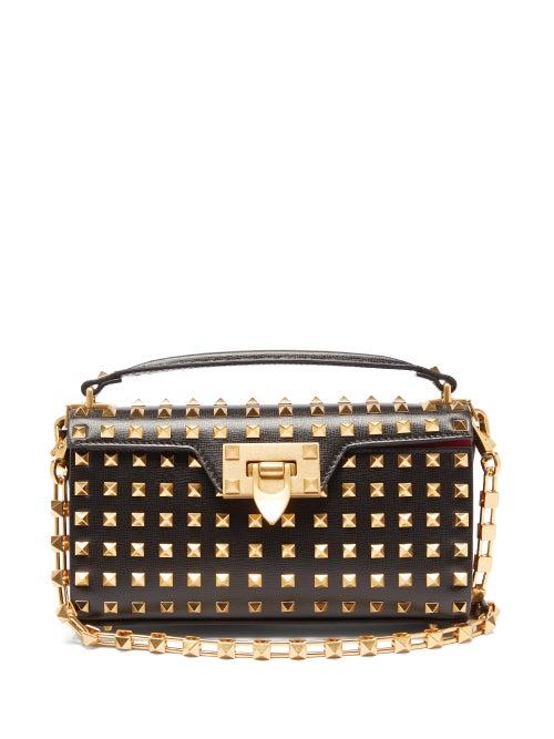 Valentino Garavani - Alcove Rockstud-embellished Leather Shoulder Bag - Womens - Black