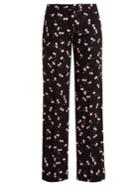 Miu Miu Cherry-print Mid-rise Wide-leg Trousers