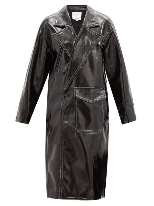 Matchesfashion.com Tibi - Faux Patent-leather Cocoon Coat - Womens - Black