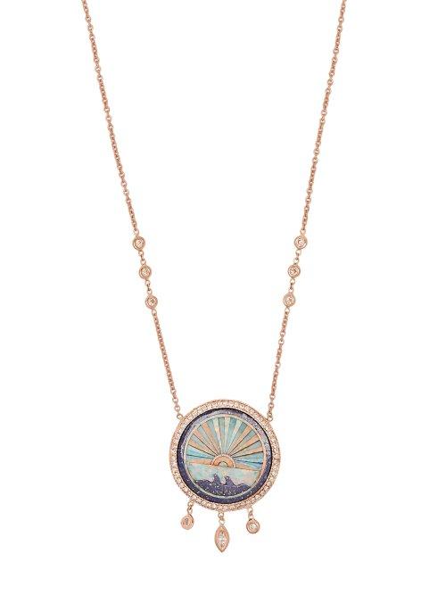 Matchesfashion.com Jacquie Aiche - Sunshine Opal & Diamond Rose Gold Necklace - Womens - Blue