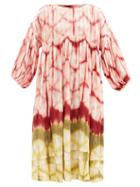 Matchesfashion.com Story Mfg. - Mon Pintucked Clamp-dyed Organic-cotton Midi Dress - Womens - Pink Multi