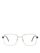 Matchesfashion.com Saint Laurent - Ysl Plaque Square Metal Glasses - Womens - Silver