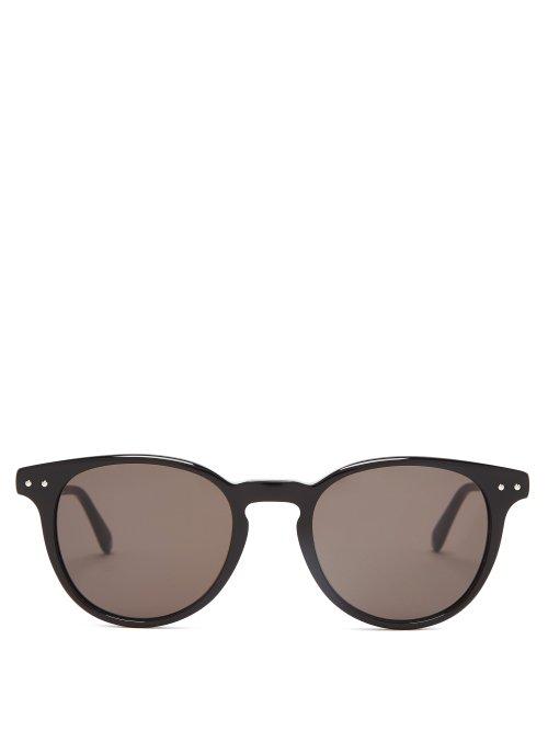 Matchesfashion.com Bottega Veneta - Intrecciato Round Frame Acetate Sunglasses - Mens - Black