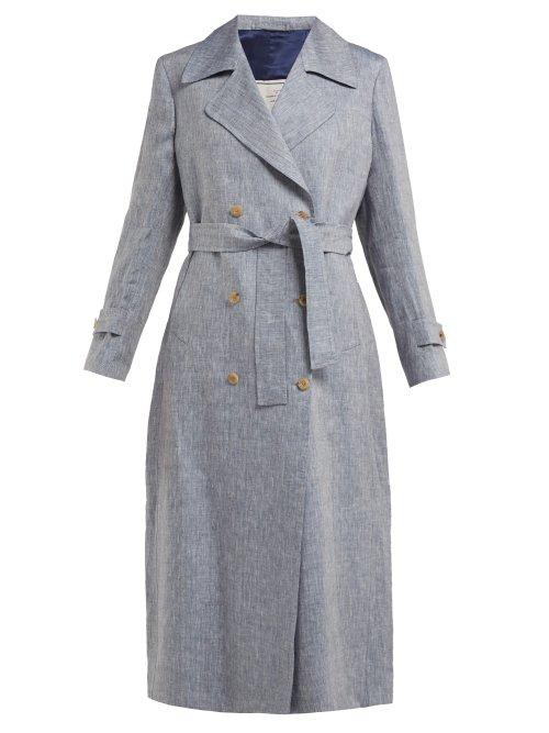 Matchesfashion.com Giuliva Heritage Collection - The Christie Lana Double Breasted Wool Trench Coat - Womens - Blue
