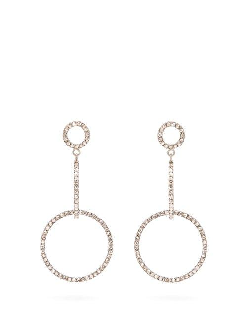 Matchesfashion.com Isabel Marant - Supra Crystal Embellished Hoop Drop Earrings - Womens - Crystal