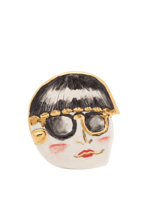 Matchesfashion.com Sonia Boyajian - Funny Face Ceramic Brooch - Womens - Multi