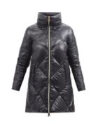 Herno - High-neck Diamond-quilted A-line Down Coat - Womens - Black