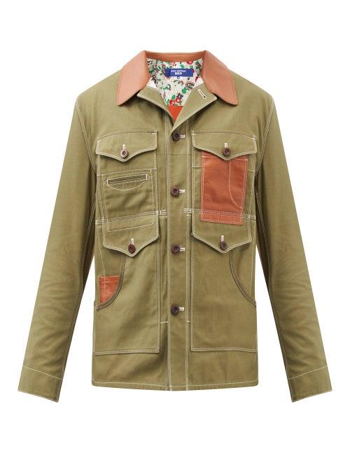 Junya Watanabe - Panelled Satin And Cotton-canvas Field Jacket - Mens - Khaki Multi