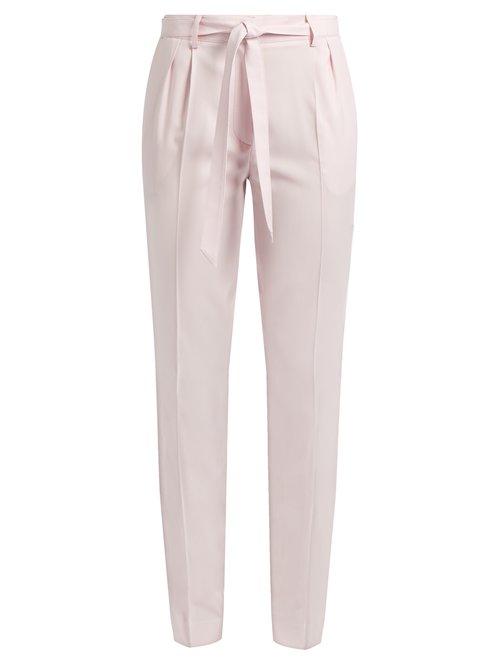 Matchesfashion.com Gabriela Hearst - Magus Tie Waist Pleated Wool Trousers - Womens - Light Pink