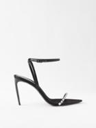 Saint Laurent - Nuit 90 Crystal-embellished Satin Sandals - Womens - Black