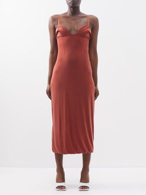 Jacquemus - Praia Jersey Midi Dress - Womens - Orange