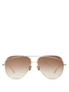 Matchesfashion.com Linda Farrow - Aviator Metal Sunglasses - Womens - Brown