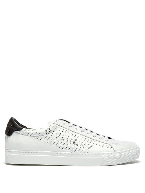 Matchesfashion.com Givenchy - Urban Street Logo Perforated Leather Trainers - Mens - White Black