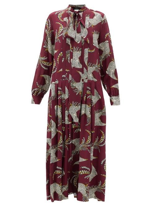 Matchesfashion.com Weekend Max Mara - Zolfo Dress - Womens - Burgundy Multi