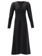 Matchesfashion.com Isabel Marant - Silabi Puff-sleeve Crepe Midi Dress - Womens - Black