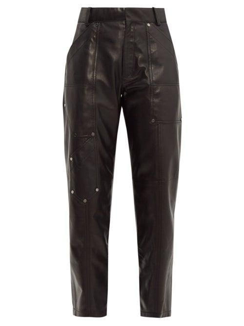 Matchesfashion.com Chlo - Studded Cropped Leather Trousers - Womens - Black