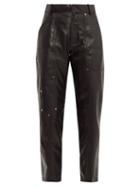 Matchesfashion.com Chlo - Studded Cropped Leather Trousers - Womens - Black