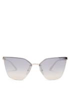Prada Eyewear Mirrored Cat-eye Metal Sunglasses
