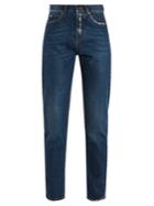 Saint Laurent Distressed High-rise Slim-leg Jeans