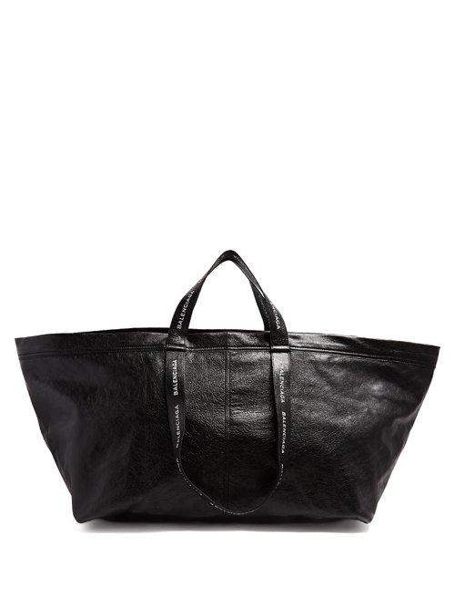Matchesfashion.com Balenciaga - Carry Shopper L Leather Bag - Mens - Black White