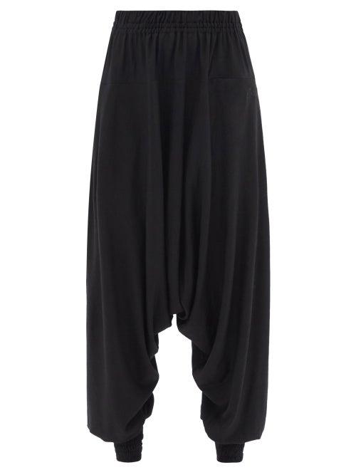 Loewe Paula's Ibiza - Balloon Drop-seat Wool-crepe Trousers - Womens - Black