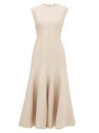 Matchesfashion.com Gabriela Hearst - Crowther Frayed-edge Wool-blend Dress - Womens - Beige