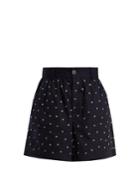 Jupe By Jackie Elbrus High-rise Floral-embroidered Cotton Shorts