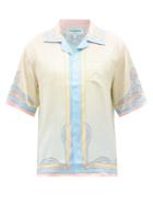 Casablanca - Short-sleeve Palace-print Silk-satin Shirt - Mens - Yellow