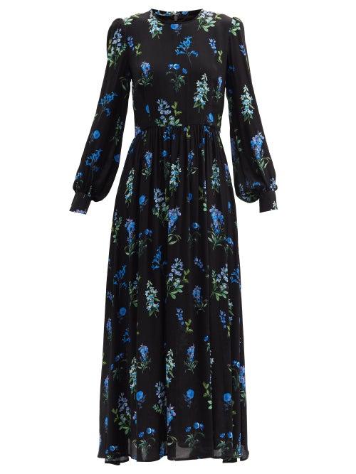 Matchesfashion.com Goat - Liberty Floral-print Crepe Maxi Dress - Womens - Black Blue