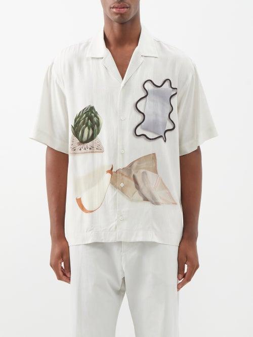 Jacquemus - Jean Printed Jacquard-voile Shirt - Mens - Black White Multi