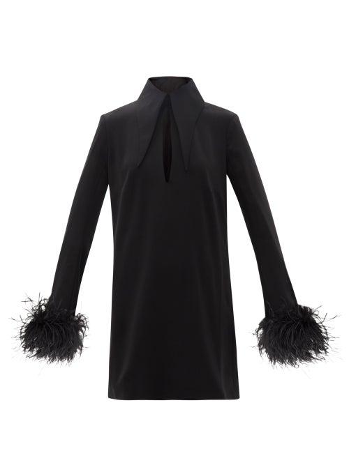 Ladies Rtw 16arlington - Michelle Feather-trim Crepe Mini Dress - Womens - Black