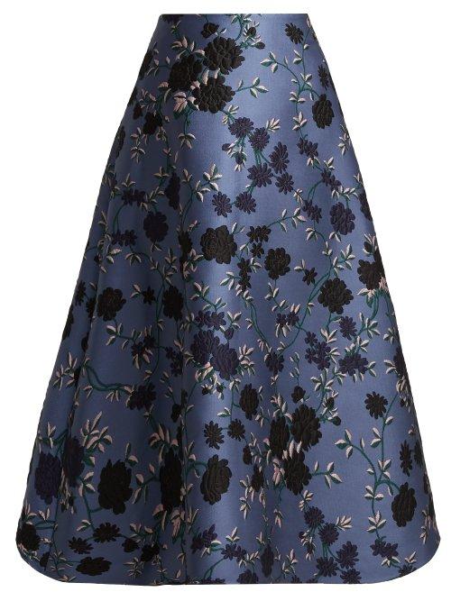 Matchesfashion.com Erdem - Tiana Rose Jacquard Skirt - Womens - Pink Multi