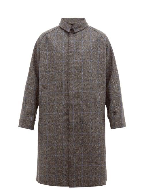 Matchesfashion.com Studio Nicholson - Romer Raglan Sleeve Wool Overcoat - Mens - Charcoal