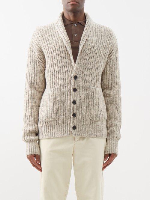 Oliver Spencer - Orkney Shawl-collar Wool-blend Cardigan - Mens - Beige