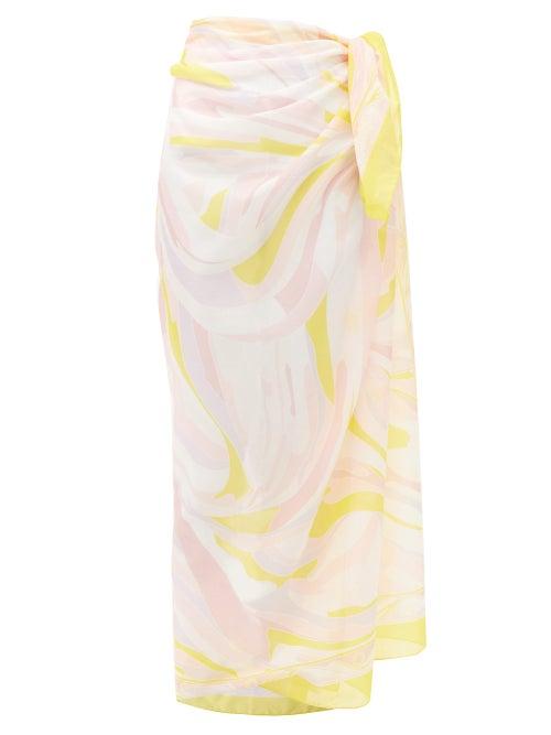 Matchesfashion.com Emilio Pucci - Swirl-print Cotton-voile Sarong - Womens - Yellow Multi