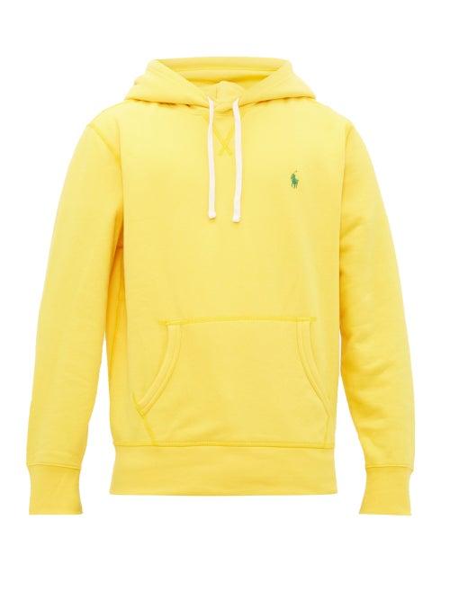 Matchesfashion.com Polo Ralph Lauren - Logo Embroidered Cotton Blend Hooded Sweatshirt - Mens - Yellow