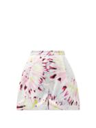 Matchesfashion.com Halpern - Tie Dye-print Satin Wide-leg Shorts - Womens - Pink White